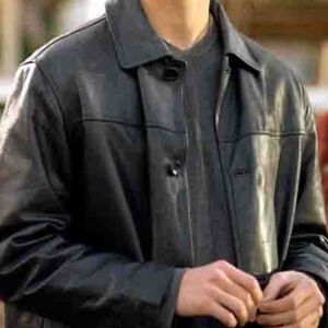 Vtg Mens Wilson M Julian Leather Jacket XL Black Parka PeaCoat 70s Mod Hipster